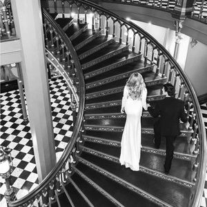 Elegant Backless Longsleeve Wedding/Reception Bridal Dress